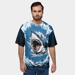 Футболка оверсайз мужская Морда акулы в воде, цвет: 3D-принт — фото 2