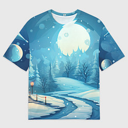 Мужская футболка оверсайз Город перед рождеством