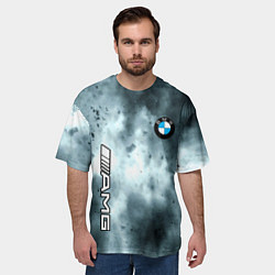 Футболка оверсайз мужская Bmw смок текстура, цвет: 3D-принт — фото 2