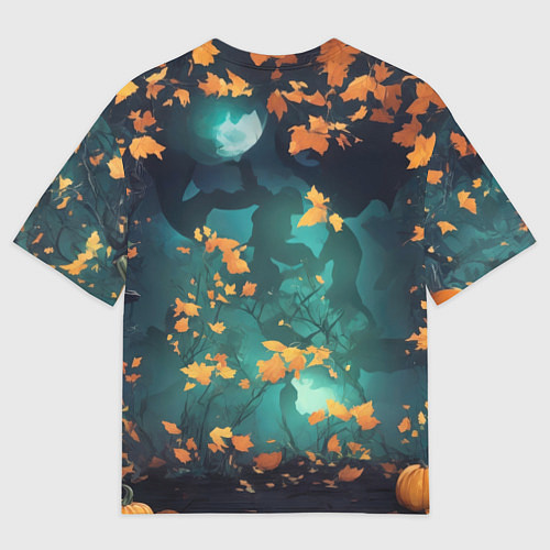 Мужская футболка оверсайз Хэллоуинская тыква под луной / 3D-принт – фото 2