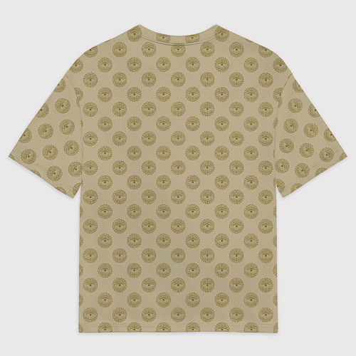 Мужская футболка оверсайз Паттерн глаз с растительным орнаментом на бежевом / 3D-принт – фото 2