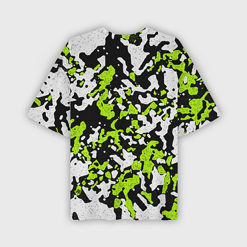 Мужская футболка оверсайз Абстракция чёрно-зелёная / 3D-принт – фото 2