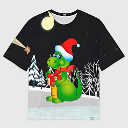 Мужская футболка оверсайз Дракон в новогоднюю ночь