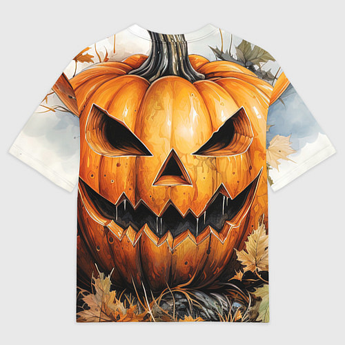 Мужская футболка оверсайз Оскал тыквы / 3D-принт – фото 2