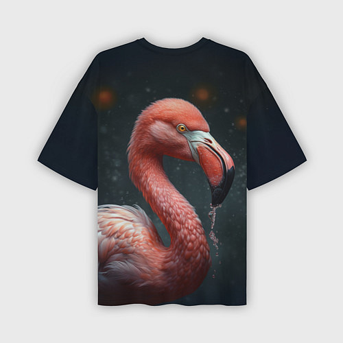 Мужская футболка оверсайз Фламинго с каплями воды / 3D-принт – фото 2