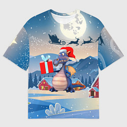 Футболка оверсайз мужская Новогодний дракон 2024, цвет: 3D-принт