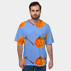 Футболка оверсайз мужская Тыква с топором-Хэллоуин, цвет: 3D-принт — фото 2