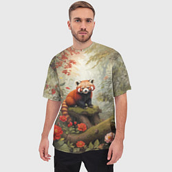 Футболка оверсайз мужская Красная панда в лесу, цвет: 3D-принт — фото 2