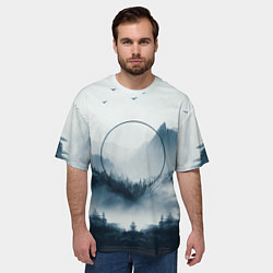 Футболка оверсайз мужская Утренние горы, цвет: 3D-принт — фото 2