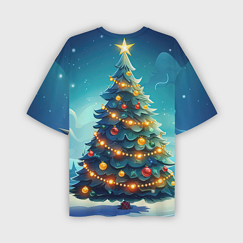 Мужская футболка оверсайз Новогодняя елка / 3D-принт – фото 2