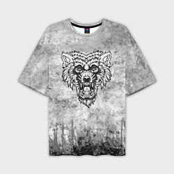 Мужская футболка оверсайз Texture - Злой волк
