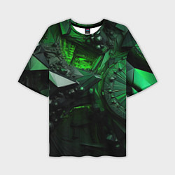 Мужская футболка оверсайз Объемные зеленые абстракции