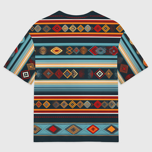 Мужская футболка оверсайз Этнический орнамент в горизонтальную полоску / 3D-принт – фото 2
