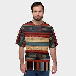 Футболка оверсайз мужская Этнический принт в полоску, цвет: 3D-принт — фото 2