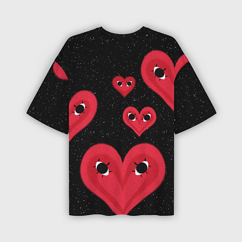 Мужская футболка оверсайз Космические сердца / 3D-принт – фото 2
