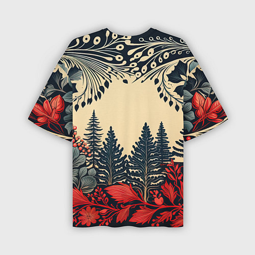 Мужская футболка оверсайз Новогодний лес / 3D-принт – фото 2