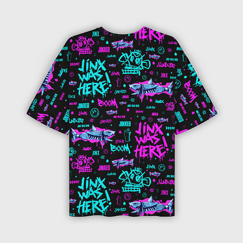 Мужская футболка оверсайз Jinx Arcane pattern neon / 3D-принт – фото 2