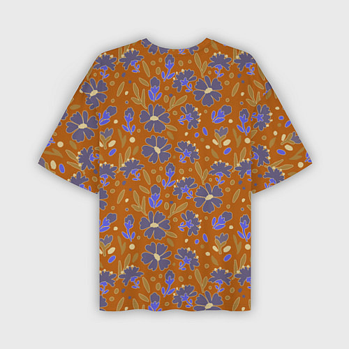 Мужская футболка оверсайз Цветы в поле коричневый цвет / 3D-принт – фото 2