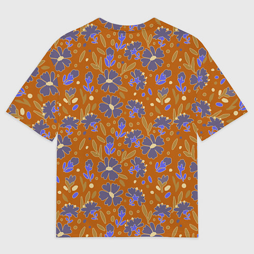 Мужская футболка оверсайз Цветы в поле коричневый цвет / 3D-принт – фото 2