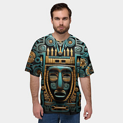 Футболка оверсайз мужская Орнамент с маской в египетском стиле, цвет: 3D-принт — фото 2