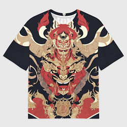 Мужская футболка оверсайз Татуировка дух дракона