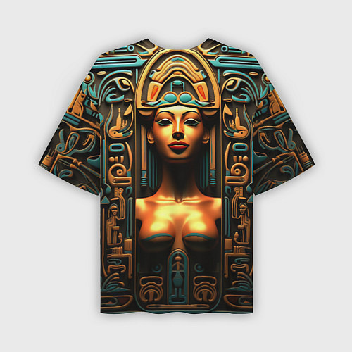 Мужская футболка оверсайз Орнамент в египетском стиле, бюст Нефертити / 3D-принт – фото 2