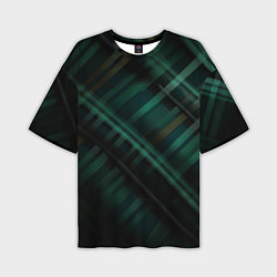 Мужская футболка оверсайз Тёмно-зелёная шотландская клетка
