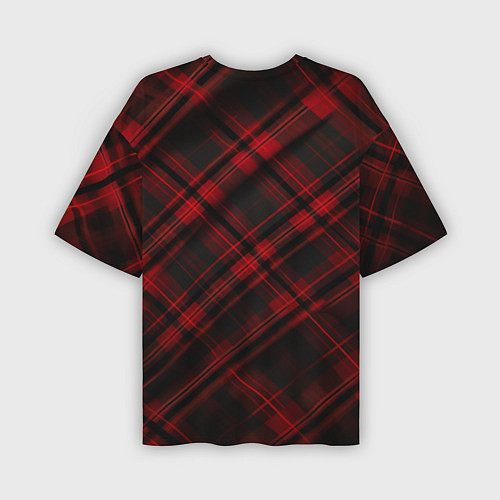 Мужская футболка оверсайз Тёмно-красная шотландская клетка / 3D-принт – фото 2