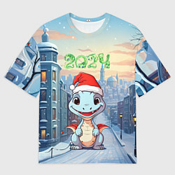 Футболка оверсайз мужская Праздничный дракон 2024, цвет: 3D-принт