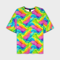 Мужская футболка оверсайз Разноцветные облака из бумаги паттерн