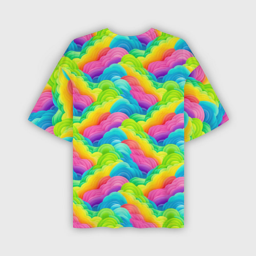 Мужская футболка оверсайз Разноцветные облака из бумаги паттерн / 3D-принт – фото 2