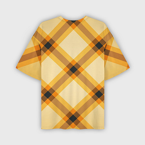 Мужская футболка оверсайз Желтая шотландская клетка / 3D-принт – фото 2