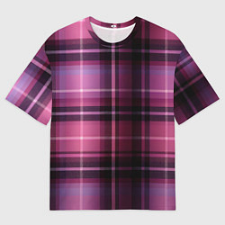 Футболка оверсайз мужская Фиолетовая шотландская клетка, цвет: 3D-принт