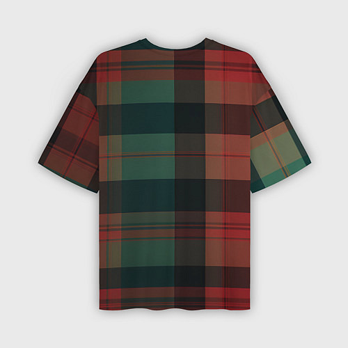 Мужская футболка оверсайз Зелёно-красная шотландская клетка / 3D-принт – фото 2