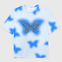 Футболка оверсайз мужская Y2K blue butterfly, цвет: 3D-принт