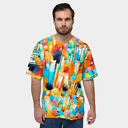 Футболка оверсайз мужская Кисти художника, цвет: 3D-принт — фото 2