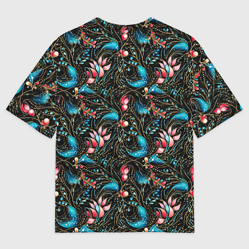 Мужская футболка оверсайз Узор из страз на темном фоне / 3D-принт – фото 2