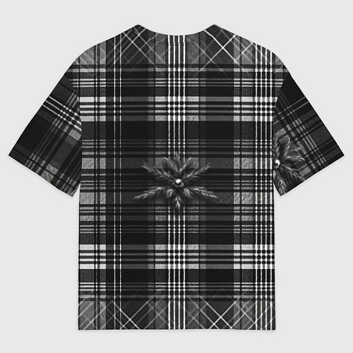 Мужская футболка оверсайз Черно-белая шотландская клетка / 3D-принт – фото 2