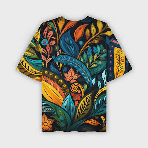 Мужская футболка оверсайз Растительный узор в бразильском стиле / 3D-принт – фото 2