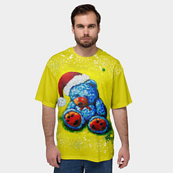 Футболка оверсайз мужская Плюшевый синий Санта, цвет: 3D-принт — фото 2