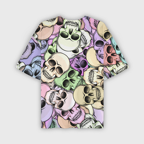 Мужская футболка оверсайз Разноцветные черепа паттерн / 3D-принт – фото 2