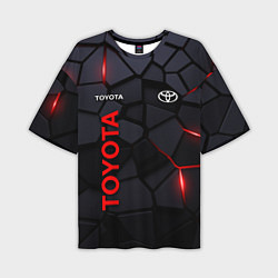 Мужская футболка оверсайз Toyota черные плиты с эффектом свечения