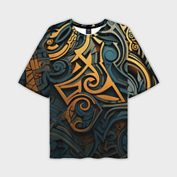 Мужская футболка оверсайз Абстрактный узор в викингском стиле