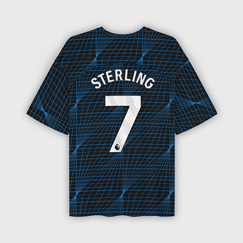 Мужская футболка оверсайз Рахим Стерлинг форма Челси 23-24 гостевая / 3D-принт – фото 2