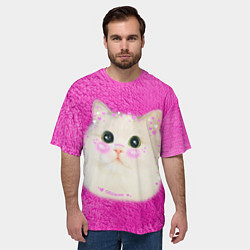 Футболка оверсайз мужская Кот мем в сердечках, цвет: 3D-принт — фото 2