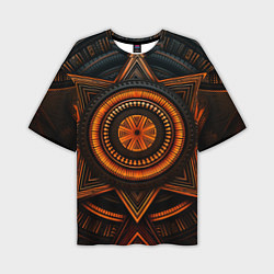 Мужская футболка оверсайз Орнамент в африканском стиле на тёмном фоне