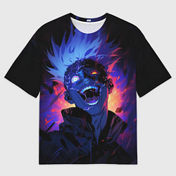 Мужская футболка оверсайз Сатору Годжо в безумии - Магическая битва