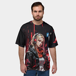 Футболка оверсайз мужская Вдумчивая девушка, цвет: 3D-принт — фото 2