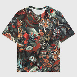 Футболка оверсайз мужская Татуировка ирезуми в японском стиле, цвет: 3D-принт