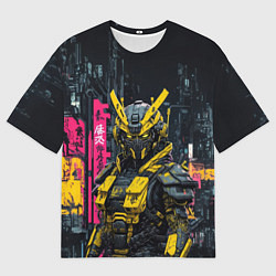 Футболка оверсайз мужская Киборг с желтыми вставками, цвет: 3D-принт